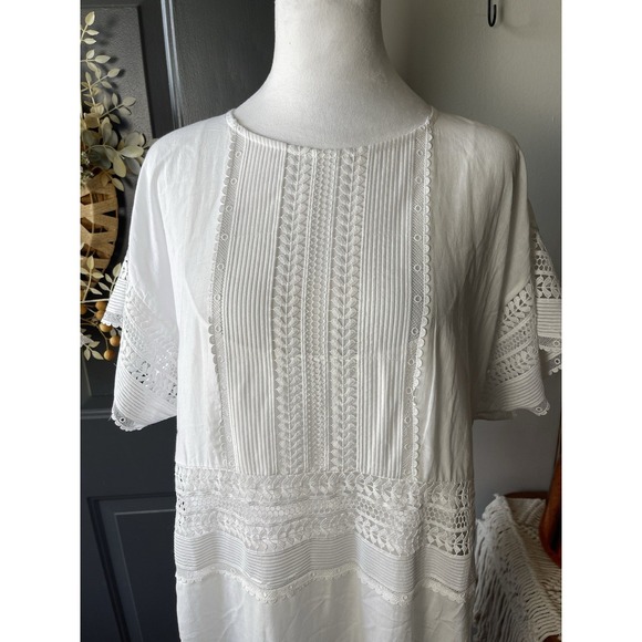 Banana Republic AURIENE LACE MAXI DRESS,White SIZE XL New! Cottagecore Beach - Picture 2 of 13